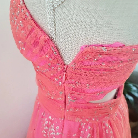 Hailey Logan Adrianna Papell Hot Pink Barbie Sleeveless Glittter Gown Dress 5/6 - Picture 11 of 16